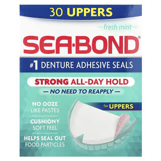 SeaBond, Denture Adhesive Seals, Fresh Mint, 30 Uppers