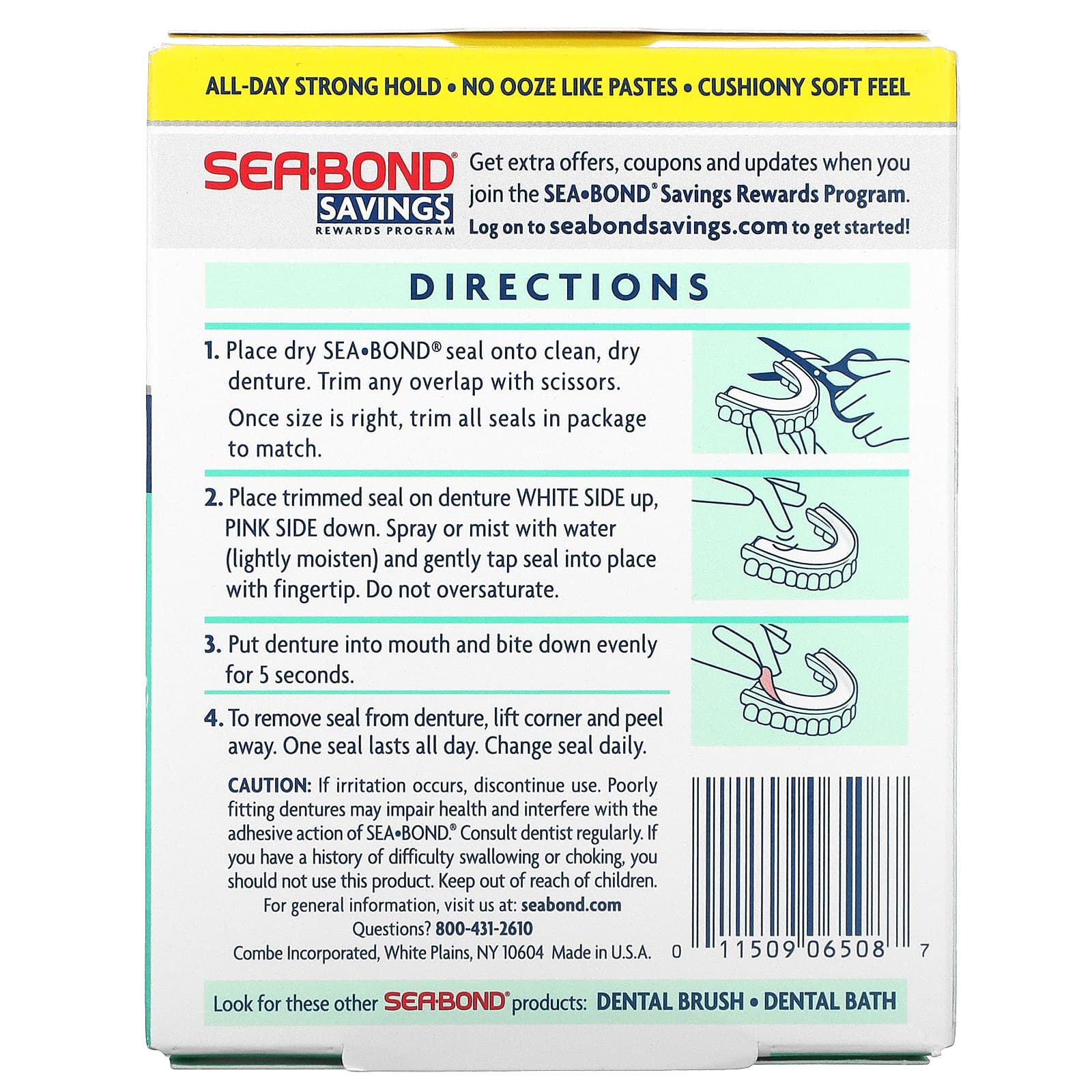 SeaBond, Denture Adhesive Seals, Fresh Mint, 30 Lowers
