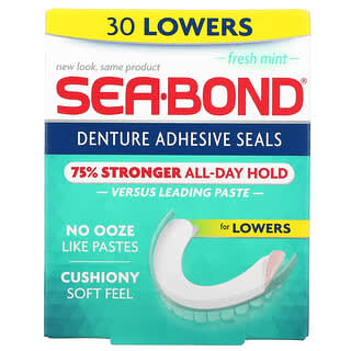 SeaBond, Sellos adhesivos para dentaduras postizas, Fresh Mint, 30 capas inferiores
