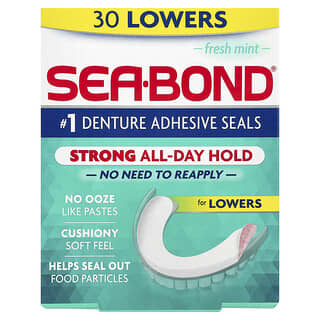 SeaBond, Denture Adhesive Seals, Fresh Mint, 30 Lowers