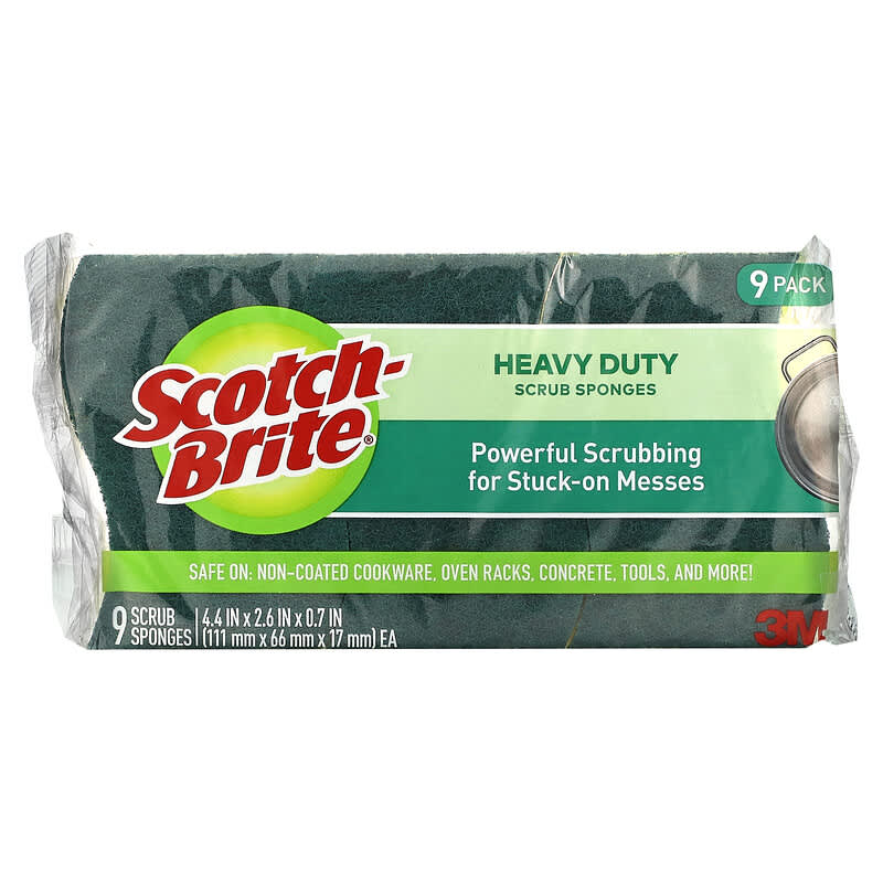 SCOTCH-BRITE Éponges à récurer Scotch Brite vertes 4,5 x 2,7 po pour gros  travaux en cellulose 6/pqt HD6-8CA