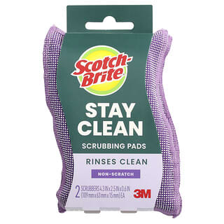 Scotch-Brite, Stay Clean, Almohadillas exfoliantes, No rayan, 2 esponjas