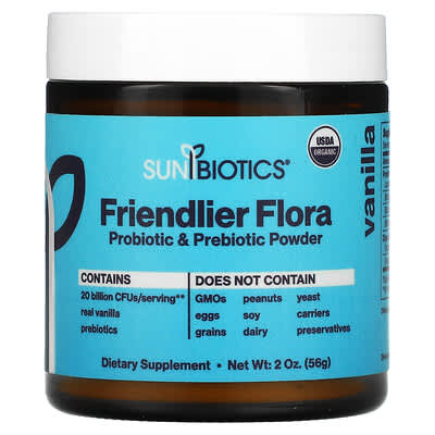 Sunbiotics, Premium Probiotics with Organic Prebiotic Powder, Vanilla Flavor, 2 oz (57 g)