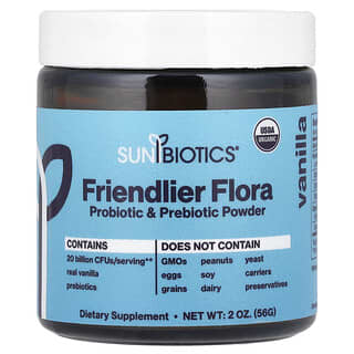 سانبيوتيكس‏, بروبيوتيك فعال مع مسحوق البريبيوتك العضوي ، الفانيليا ، 2 أونصة (57 جم)