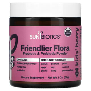 Sunbiotics, Kids! Friendlier Flora, Probiotic & Prebiotic Powder, Berry, 5 Billion, 2 oz (56 g)