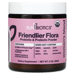 Sunbiotics (سانبيوتيكس)‏, Friendlier Flora ، مزيج النساء ، مسحوق البروبيوتيك والبروبيوتيك ، 2 أونصة (56 جم)