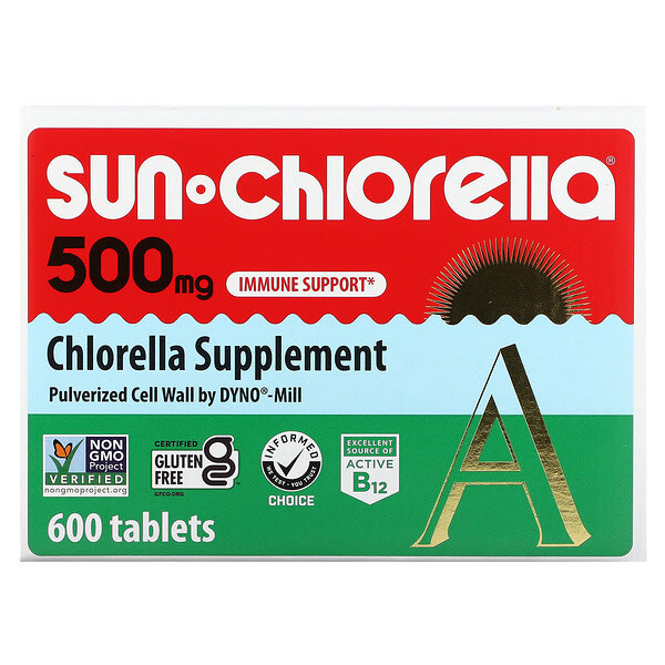 Sun Chlorella, クロレラ、500mg、タブレット600粒