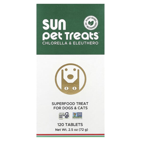 Sun Chlorella, Sun Pet Treats™, Chlorella und Taigawurzel, für Hunde und Katzen, 120 Tabletten