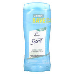 Secret, pH 平衡，止汗劑/凈味劑，無形固體，淋浴清新，雙包裝，每包 2.6 盎司（73 克）