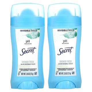 Secret, pH-neutrales Antitranspirant/Deodorant, Invisible Solid, Shower Fresh, Doppelpack, je 73 g (2,6 oz.)