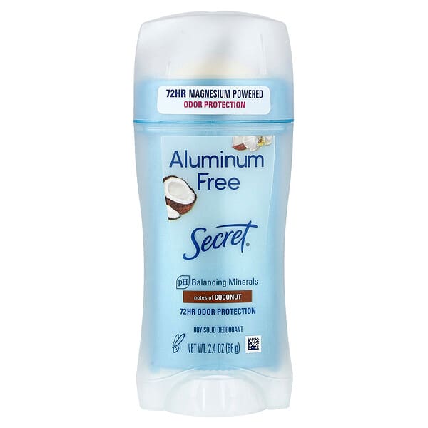 Secret（シークレット）, ドライソリッドデオドラント、アルミニウムフリー、ココナッツ、68g（2.4オンス）