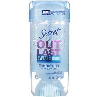 Secret, Duradouro, Desodorante em Gel Transparente de 48 horas, Completamente Limpo, 73 g (2,6 oz)