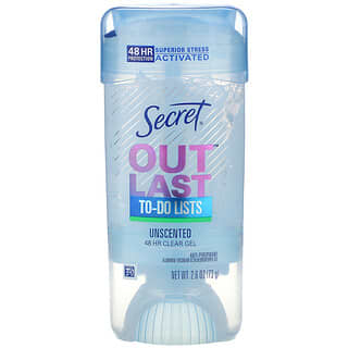 Secret, Outlast, Desodorante en gel transparente para 48 horas, Sin fragancia, 73 g (2,6 oz)