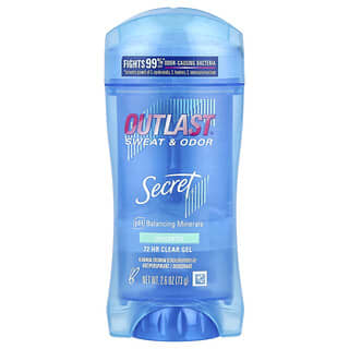 Secret‏, Outlast®, Sweat & Odor, Antiperspirant Deodorant, Clear Gel, Unscented, 2.6 oz (73 g)