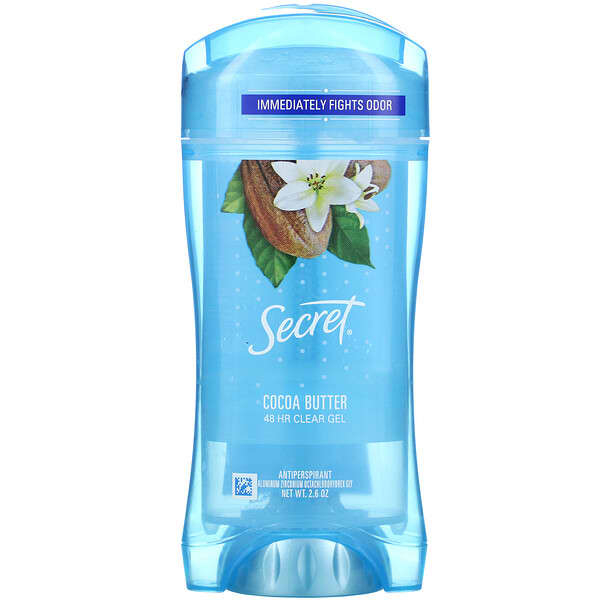 Secret, 48 Hour Clear Gel Deodorant, Cocoa Butter, 2.6 oz