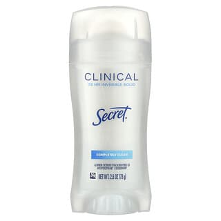 Secret, Desodorante sólido invisible Clinical, 72 HR, Completamente limpio, 73 g (2,6 oz)