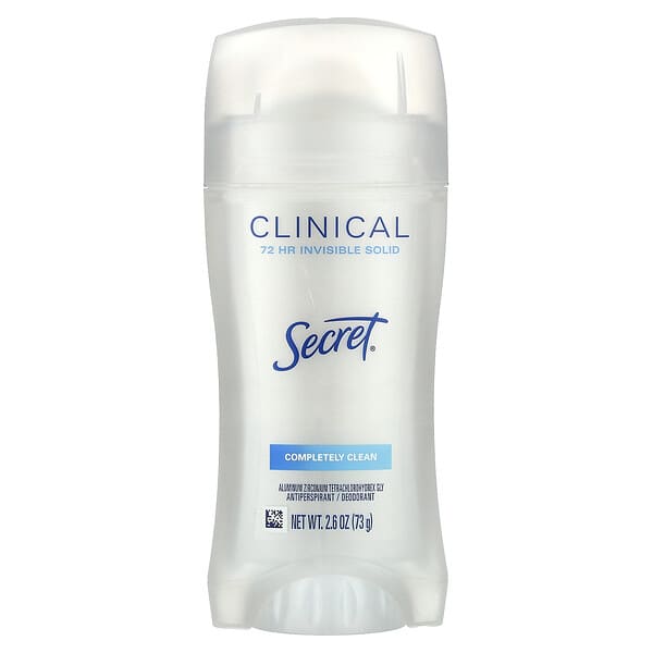 Secret, Clinical 72 HR 인비저블 솔리드 디오도런트, 컴플리틀리 클린, 73g(2.6oz)