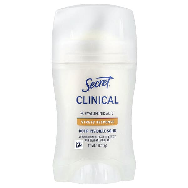 Secret, Clinical，72 小時無形固體，止汗淨味劑，應激反應，1.6 盎司（45 克）
