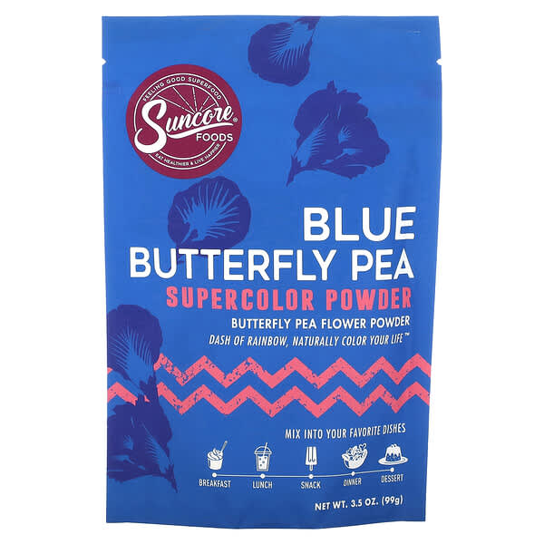 Suncore Foods, 藍蝴蝶豆花，超顏色粉，3.5 盎司（99 克）