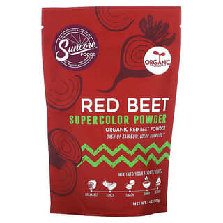 Suncore Foods, Poudre supercolore de betterave rouge, Betterave rouge biologique, 142 g