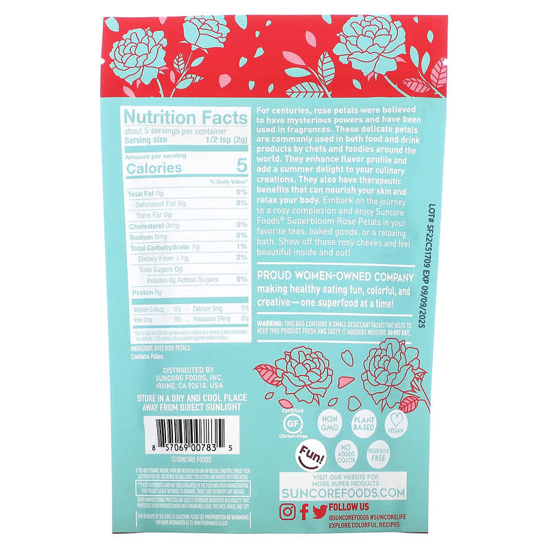 Suncore Foods Premium Dried Rose Petals Superbloom