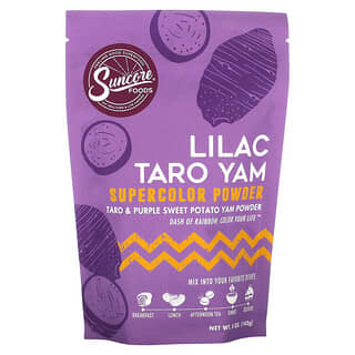 Suncore Foods, Lilac Taro Yam Supercolor Powder, Taro & Purple Sweet Potato Yam, 5 oz (142 g)