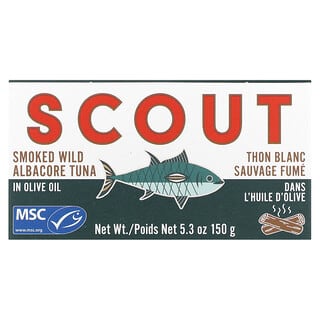 Scout, Smoked Wild Albacore Tuna In Olive Oil, 5.3 oz (150 g)