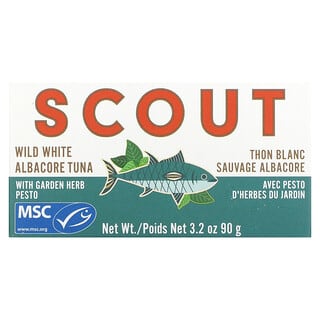 Scout, Wild White Albacore Thunfisch mit Gartenkräuterschädling, 3,2 oz (90 g)
