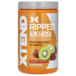 Xtend, Ripped, 7G BCAAs, Stimulant Free, Strawberry Kiwi Splash, 1.09 lb (495 g)