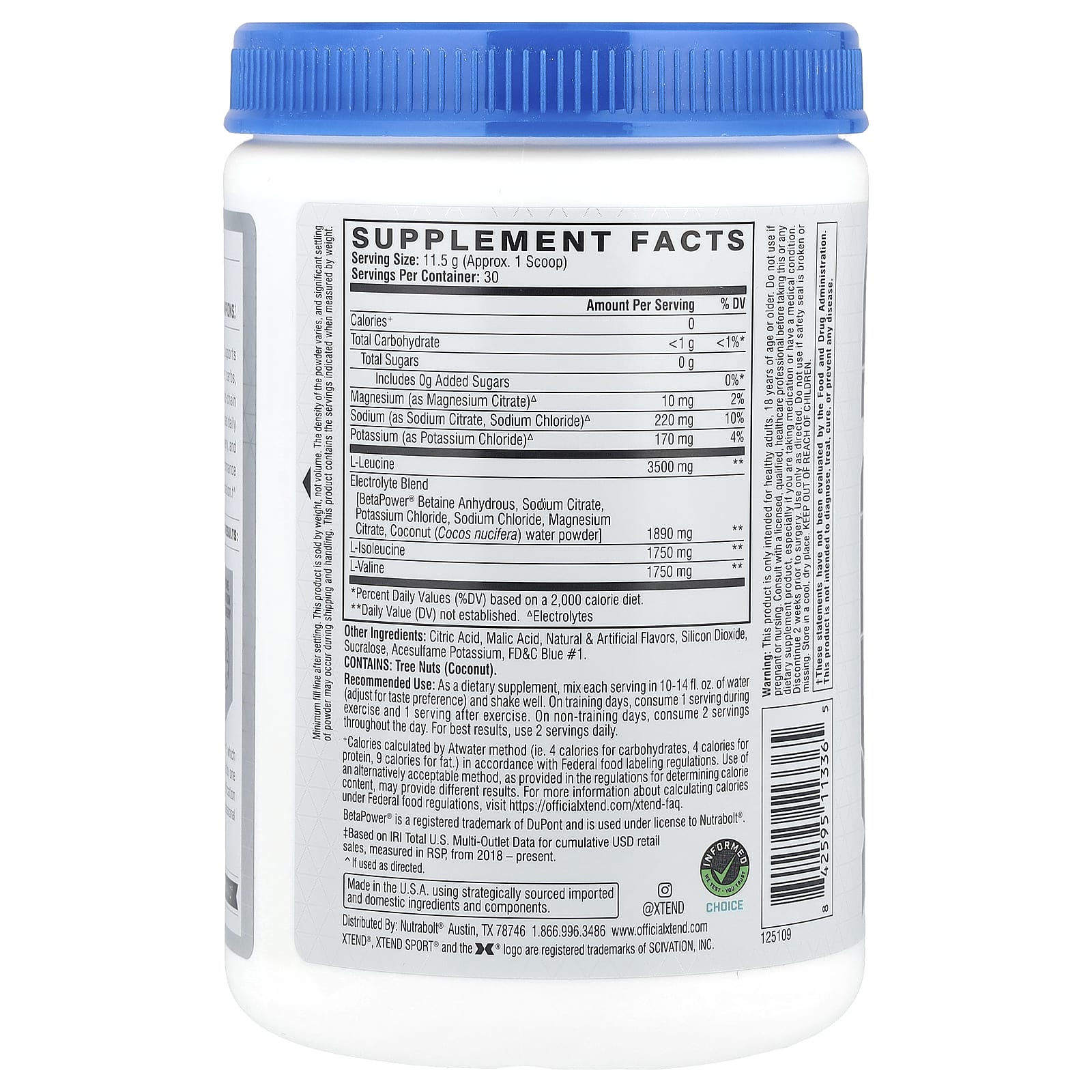 XTEND, Sport®, 7G BCAA, Blue Raspberry Ice, 12.2 oz (345 g)