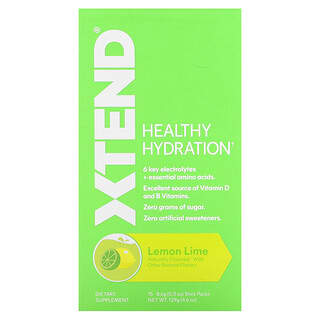 Xtend, Hydratation saine, Citron et citron vert, 15 sachets en sticks, 8,6 g chacun