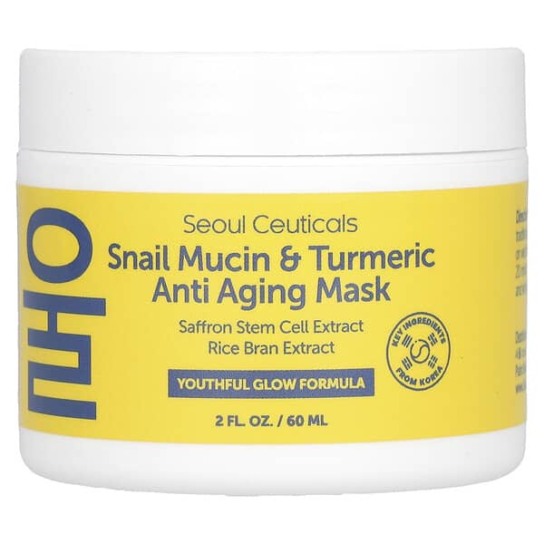 SeoulCeuticals, 달팽이 뮤신 및 강황 안티에이징 뷰티 마스크, 60ml(2fl oz)