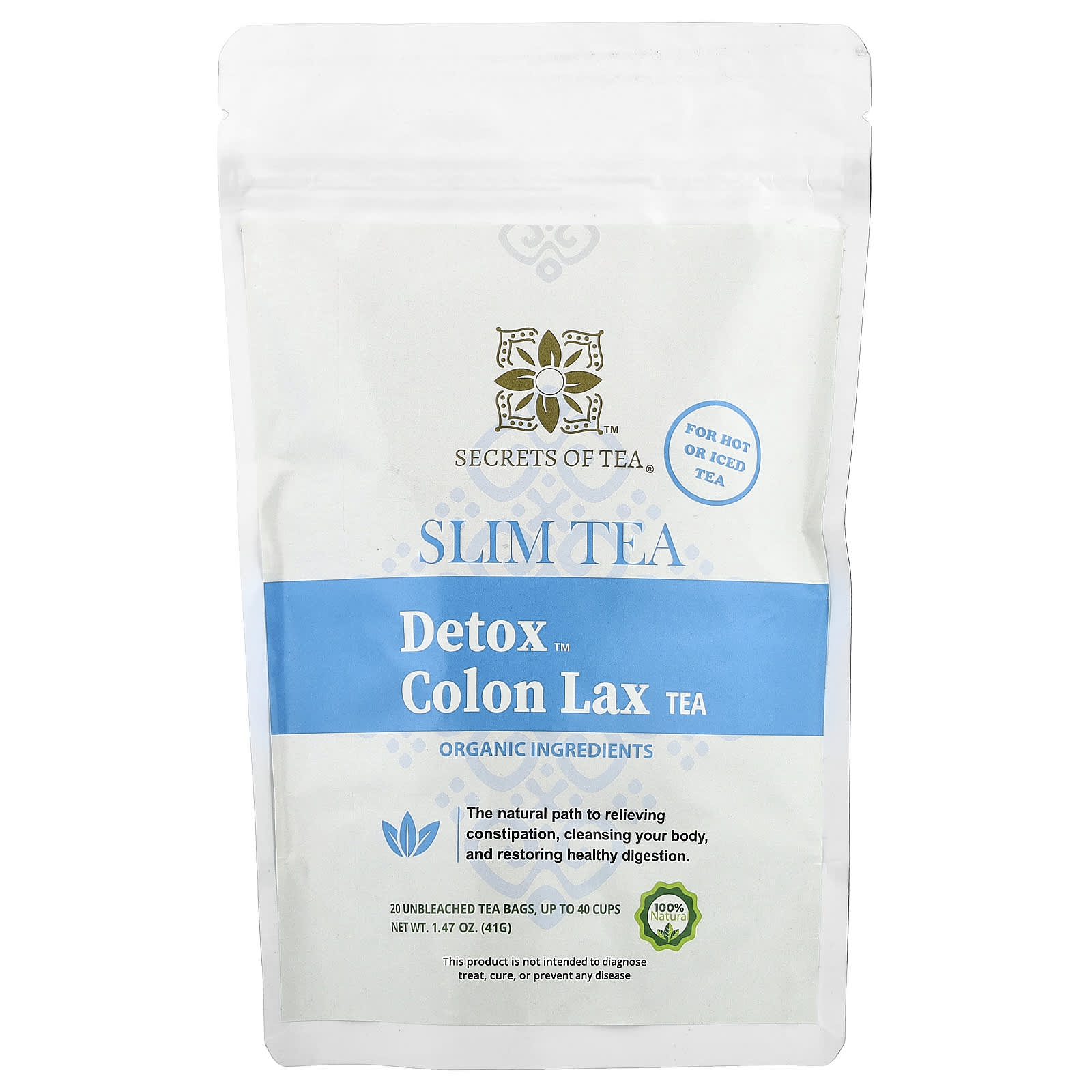Slim Tea, Detox™ Colon Lax Tea, 20 Unbleached Tea Bags, 1.47 oz (41 g)