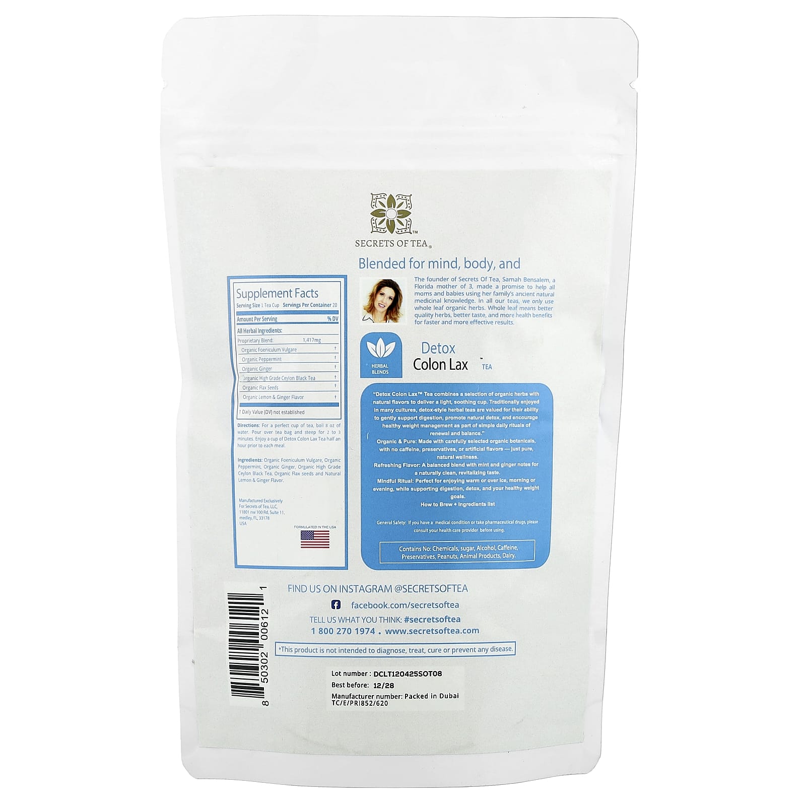 Secrets of Tea, Slim Tea, Detox™ Colon Lax Tea, 20 Unbleached Tea Bags, 1.47 oz (41 g)