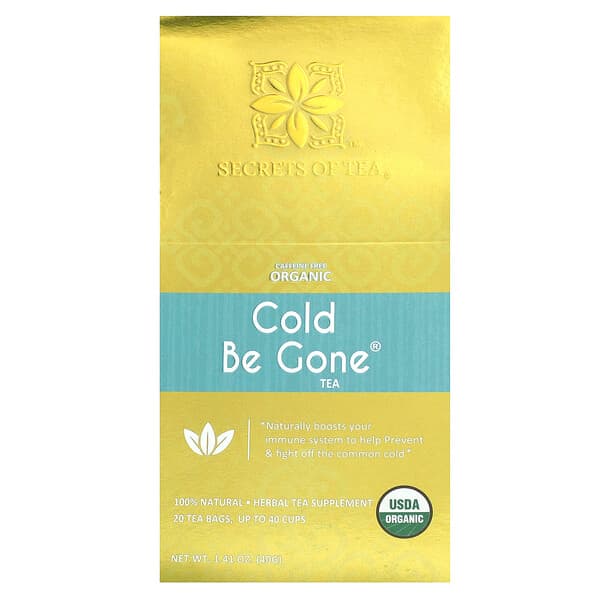 Secrets of Tea Organic Cold Be Gone Tea, Caffeine Free, 20 Tea Bags, 1.41 oz (40 g)