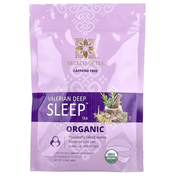 Secrets of Tea Organic Valerian Deep Sleep™ Tea, Caffeine Free, 20 Tea Bags, 1.4 oz (40 g)