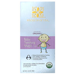 Secrets of Tea, Organic Baby Teething Magic Tea, Caffeine Free, 20 Unbleached Tea Bags, 1.41 oz (40 g)