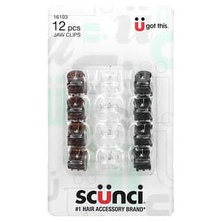 Scunci, Mini Jaw Clips, Assorted Colors, 12 Pieces