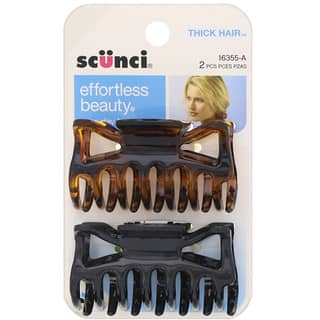 Scunci, Effortless Beauty, Jaw Clips for Thick Hair, 2 Pieces