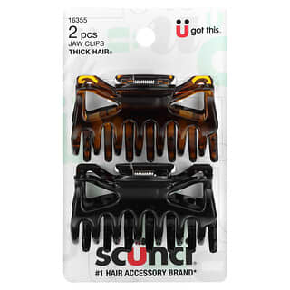 Scunci, Jaw Clips, Thick Hair, 2 Pieces
