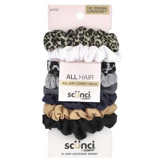 Scunci, Miniselásticos de cabelo tipo scrunchies No Damage, cores variadas de jeans, 8 peças