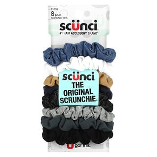 Scunci, The Original Scrunchie, Assorted Denim Colors, 8 Pieces