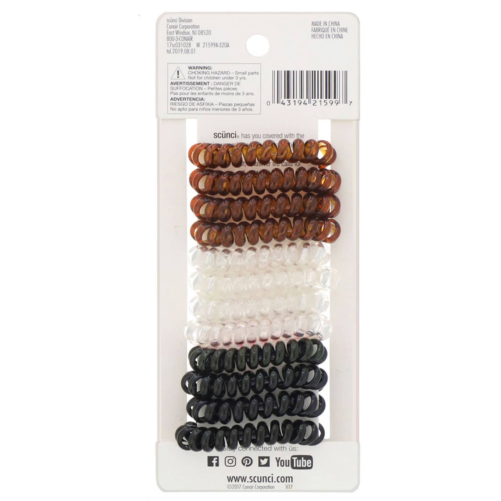 Scunci, DentFree Hold Spirals, Wristie + Hair Tie, 12 Pieces
