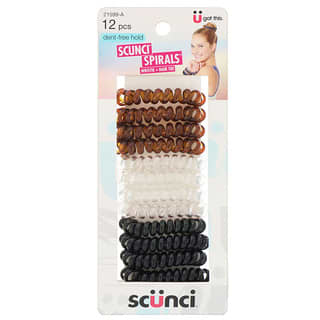 Scunci, Dent-Free Hold Spirals, Wristie + Hair Tie, 12 Pieces