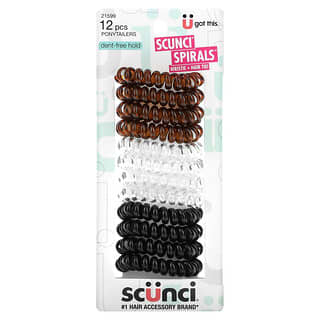 Scunci, Ponytailers, Dent-Free Hold, Assorted Colors, 12 Pieces