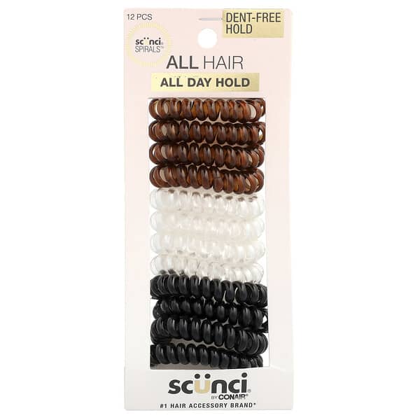 Scunci, Spirals™, diverse kleuren, 12 stuks