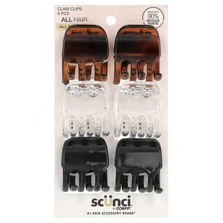 Scunci, Claw Clips, All Hair, Assorted Colors, 6 Pieces