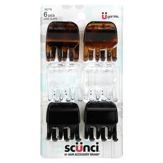Scunci, Effortless Beauty, Jaw Clips, Assorted Colors, 6 Pieces