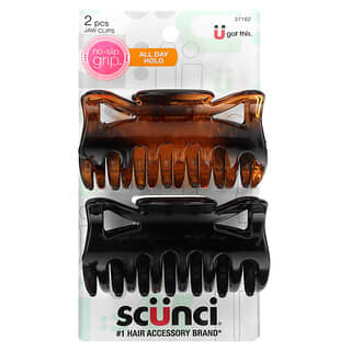 Scunci, No Slip Grip, Jaw Clips, All Day Hold, Basic Claw, 2 Pieces