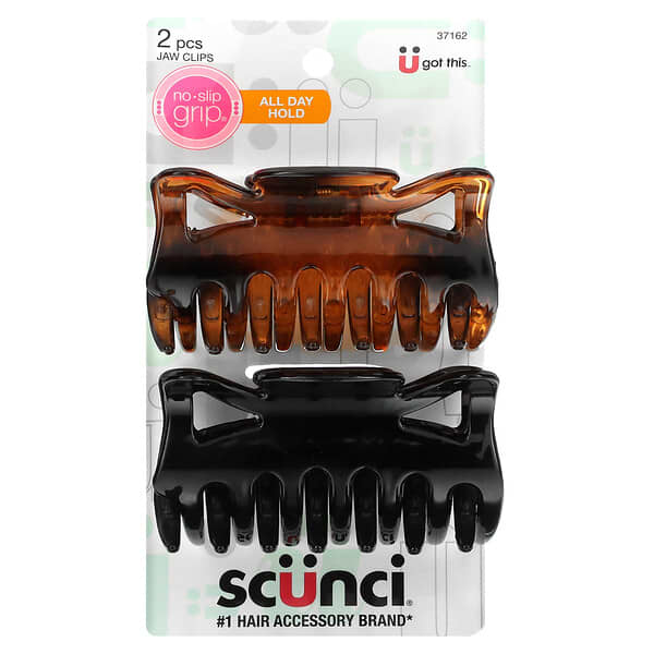 Scunci‏, קליפס לשיער, אחיזה למשך כל היום, 2 יחידות